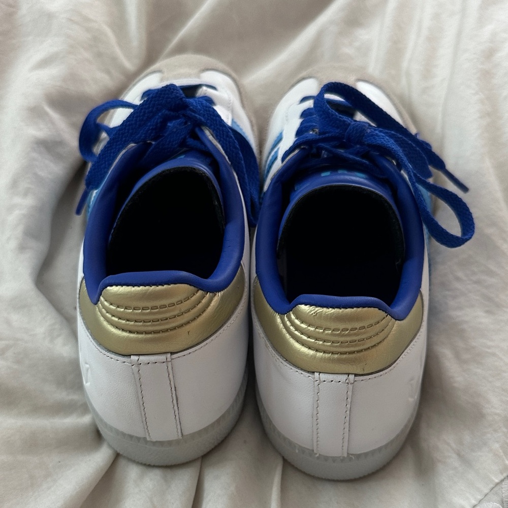 Adidas Men's White and Blue Messi Sambas - Picture 6 of 7
